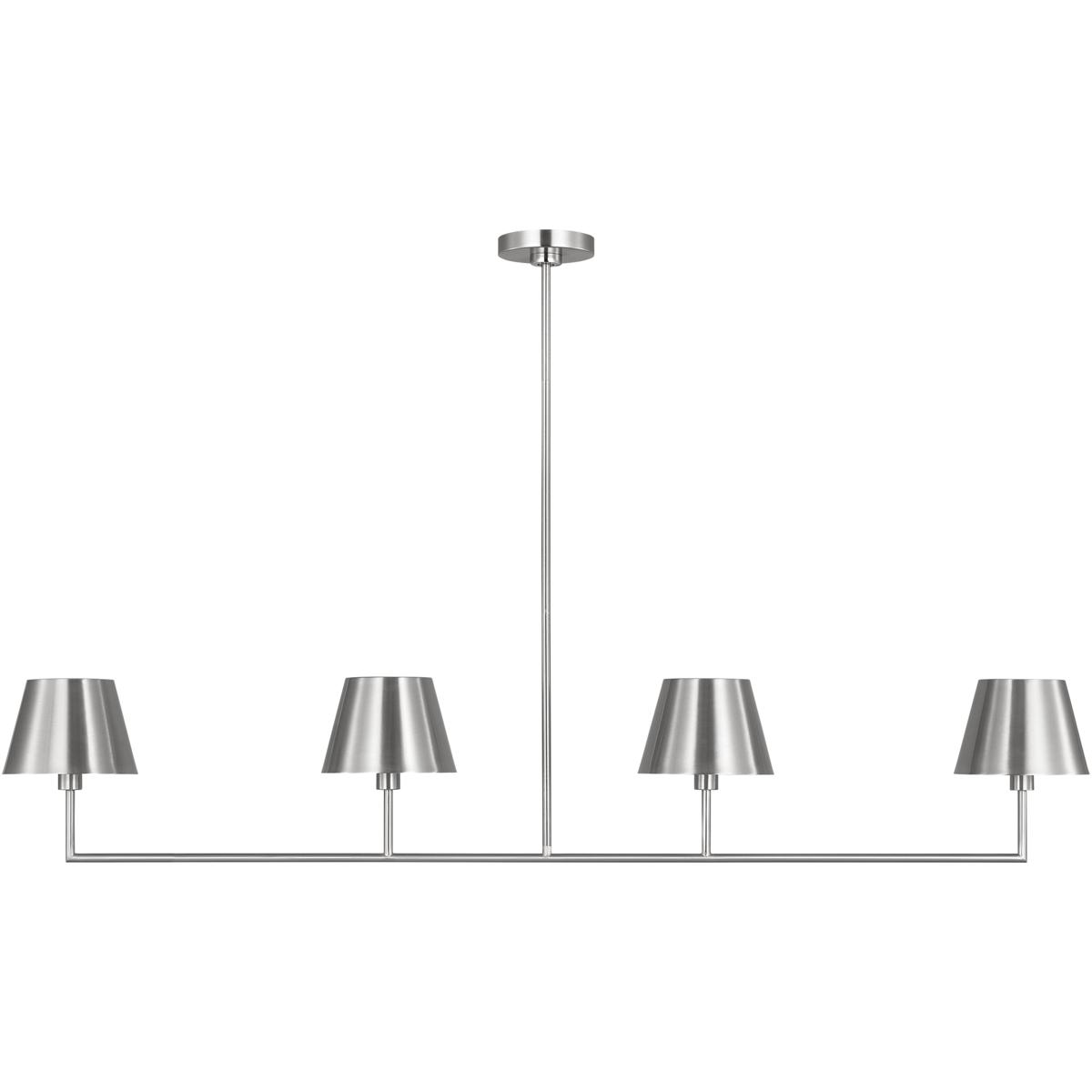 Visual Comfort Studio Collection DJC1274BS Drew & Jonathan Ender 4 Light 56 inch Brushed Nickel Linear Chandelier Ceiling Light, Large
