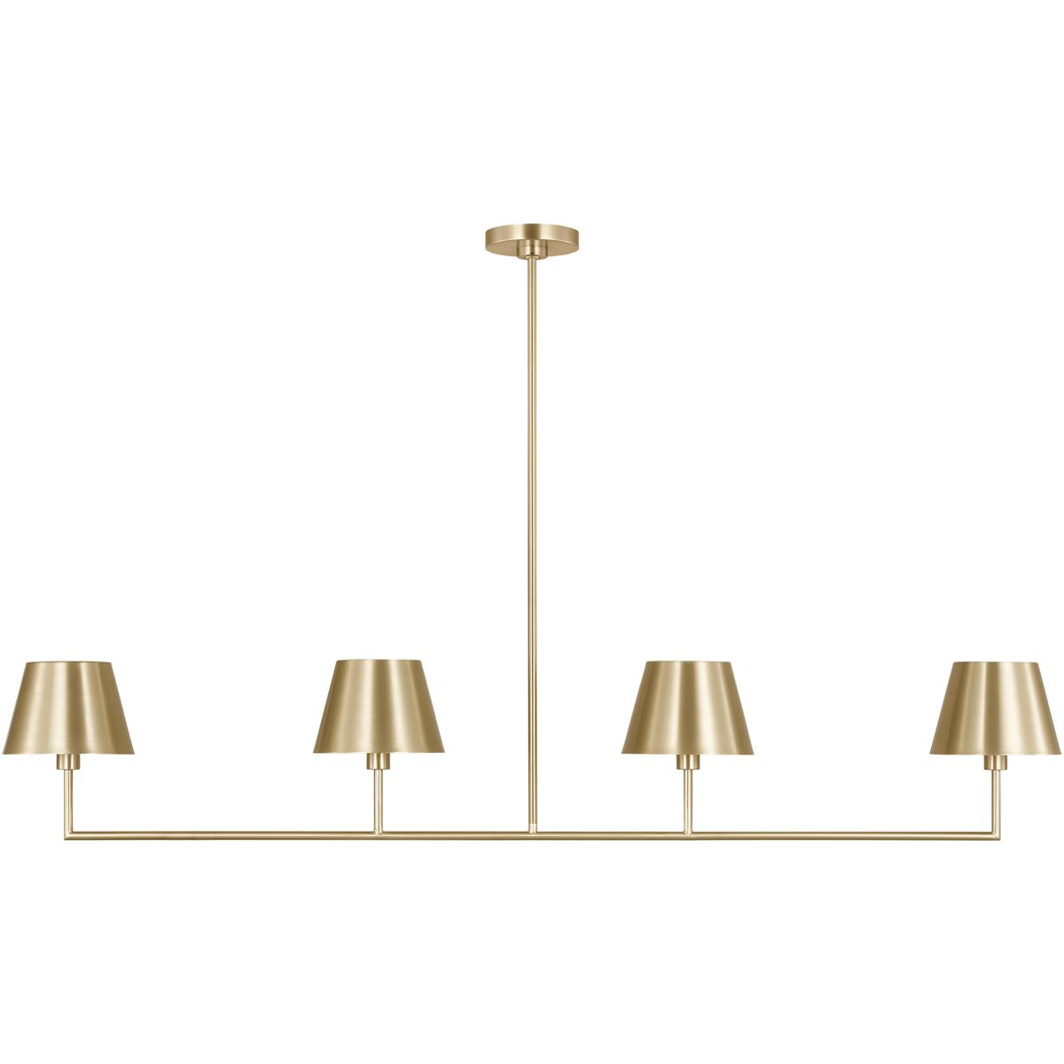 Visual Comfort Studio Collection DJC1274SB Drew & Jonathan Ender 4 Light 56 inch Satin Brass Linear Chandelier Ceiling Light, Large
