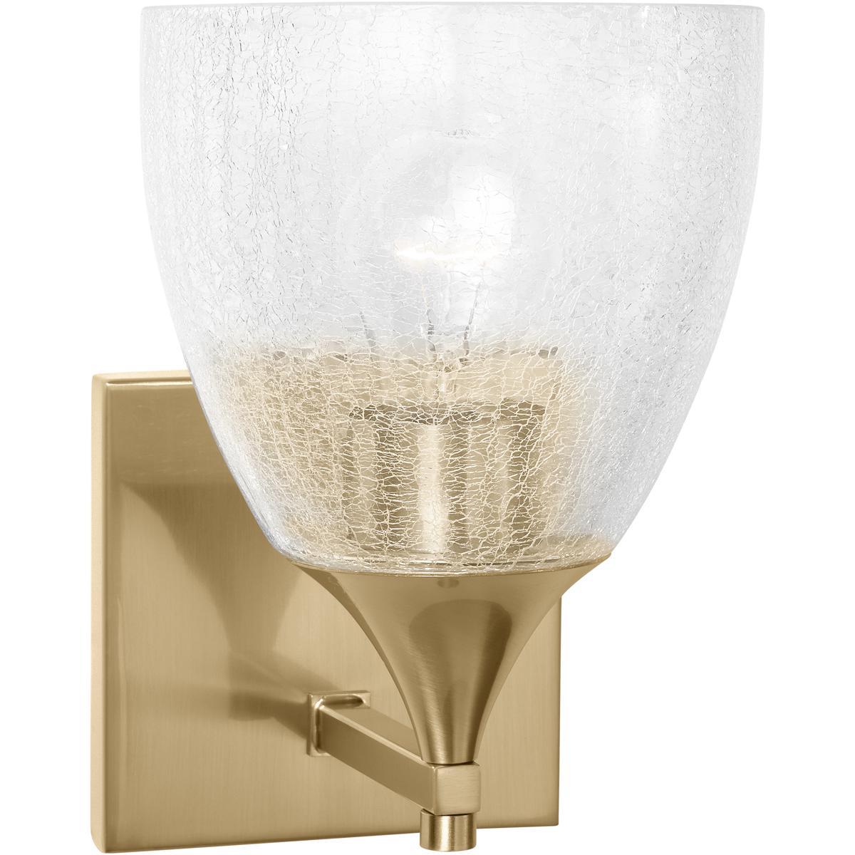 Visual Comfort Studio Collection DJV1021SBCKG Drew & Jonathan Toffino 1 Light 6 inch Satin Brass Sconce Wall Light in Clear Crackle Glass, Small