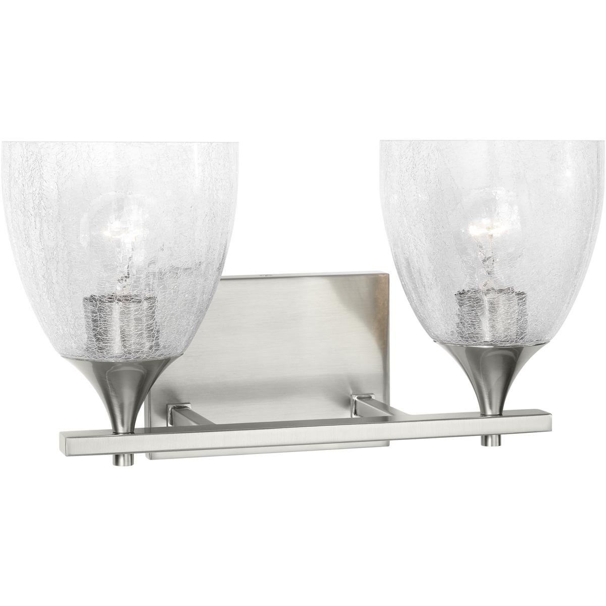 Visual Comfort Studio Collection DJV1022BSCKG Drew & Jonathan Toffino 2 Light 16 inch Brushed Nickel Vanity Light Wall Light in Clear Crackle Glass