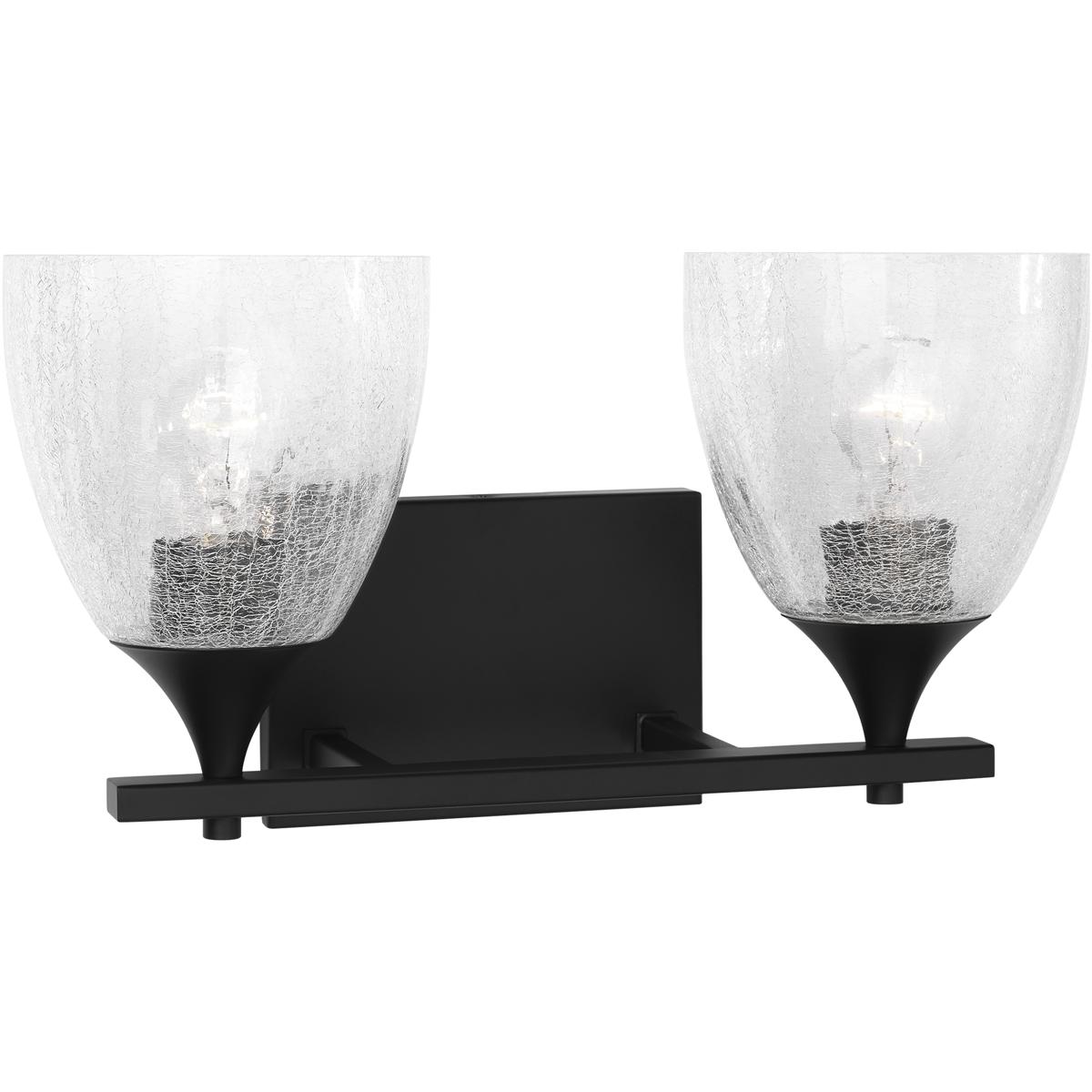 Visual Comfort Studio Collection DJV1022MBKCKG Drew & Jonathan Toffino 2 Light 16 inch Midnight Black Vanity Light Wall Light in Clear Crackle Glass