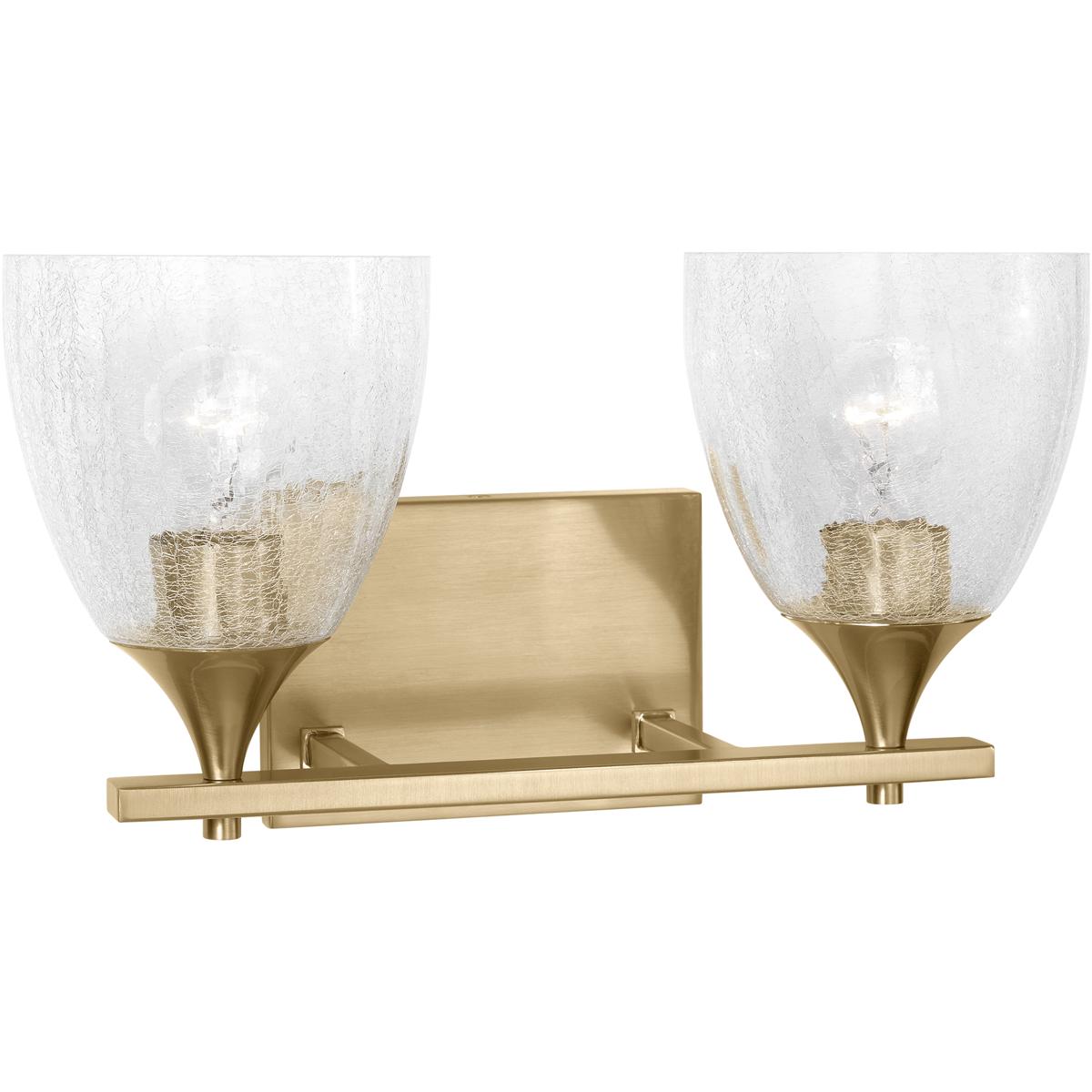 Visual Comfort Studio Collection DJV1022SBCKG Drew & Jonathan Toffino 2 Light 16 inch Satin Brass Vanity Light Wall Light in Clear Crackle Glass