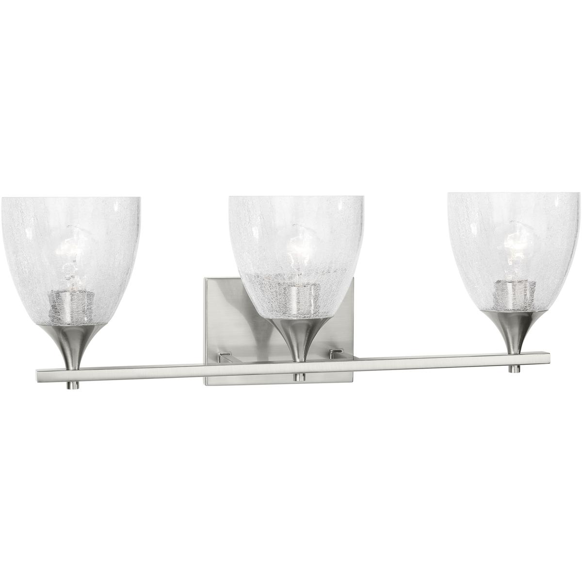 Visual Comfort Studio Collection DJV1023BSCKG Drew & Jonathan Toffino 3 Light 26 inch Brushed Nickel Vanity Light Wall Light in Clear Crackle Glass