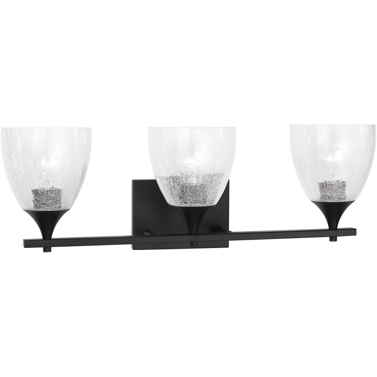 Visual Comfort Studio Collection DJV1023MBKCKG Drew & Jonathan Toffino 3 Light 26 inch Midnight Black Vanity Light Wall Light in Clear Crackle Glass