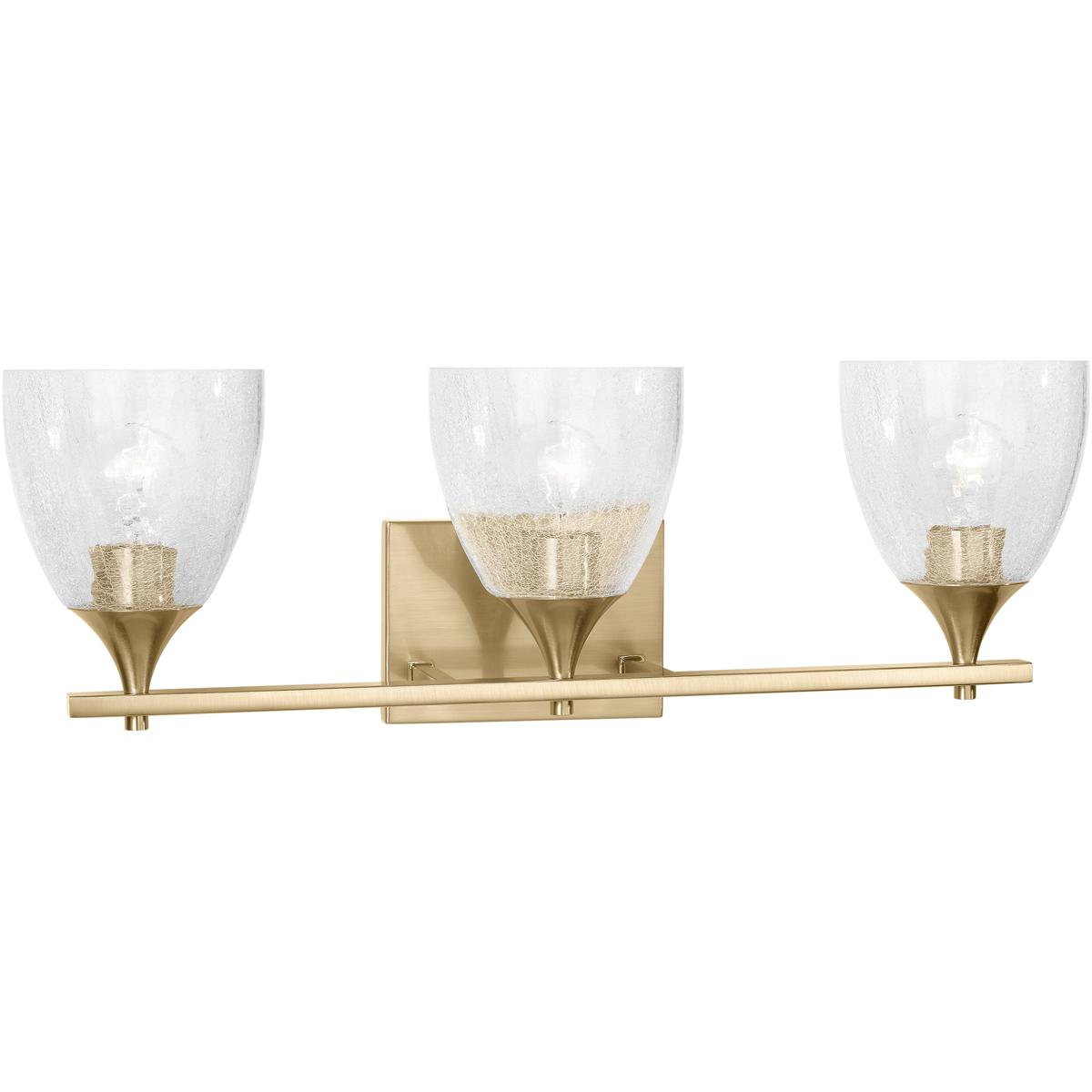 Visual Comfort Studio Collection DJV1023SBCKG Drew & Jonathan Toffino 3 Light 26 inch Satin Brass Vanity Light Wall Light in Clear Crackle Glass