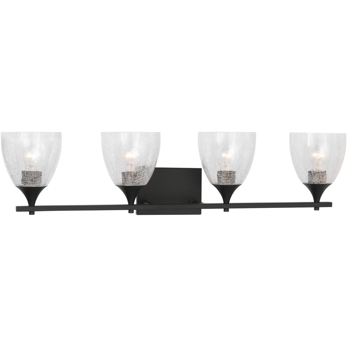 Visual Comfort Studio Collection DJV1024MBKCKG Drew & Jonathan Toffino 4 Light 36 inch Midnight Black Vanity Light Wall Light in Clear Crackle Glass