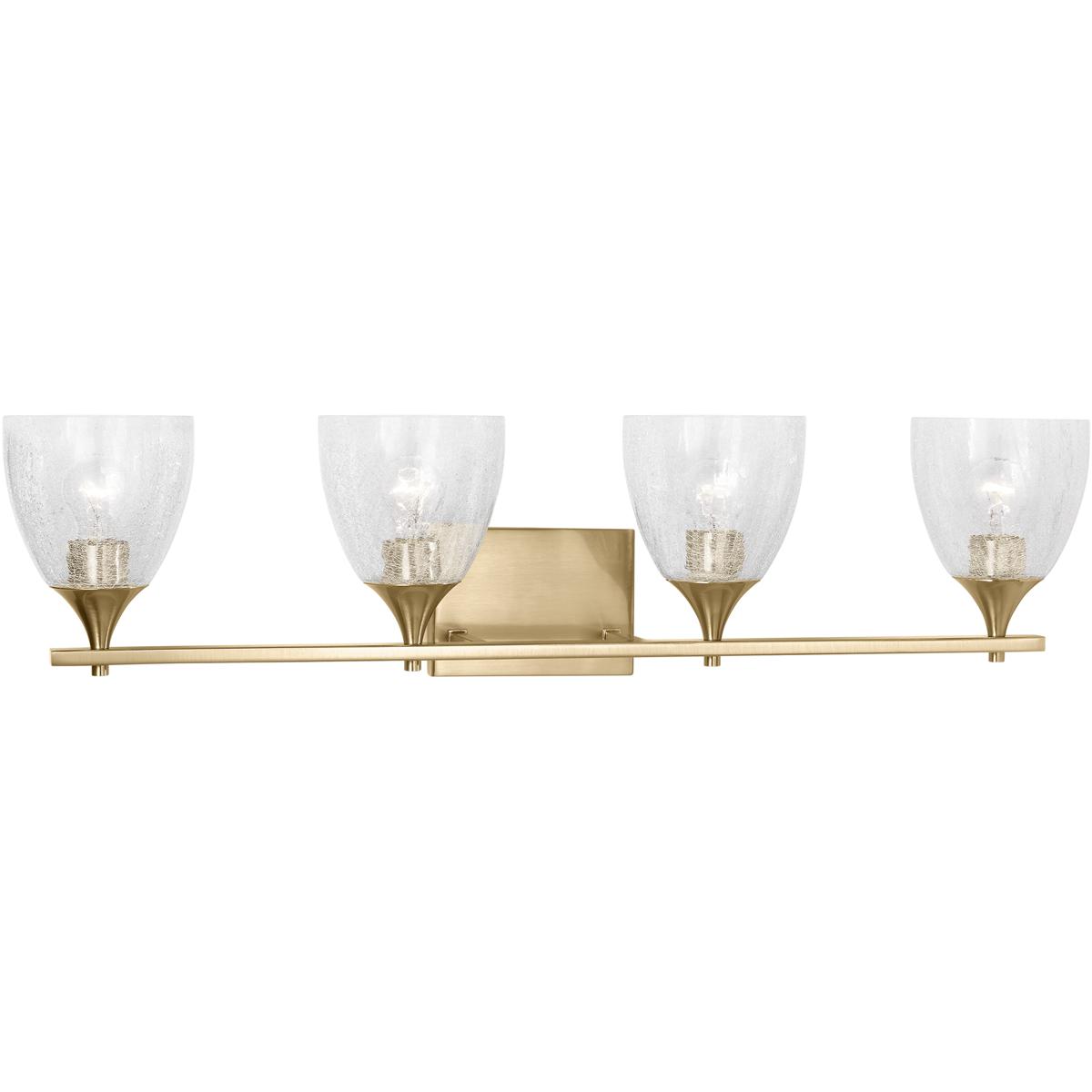 Visual Comfort Studio Collection DJV1024SBCKG Drew & Jonathan Toffino 4 Light 36 inch Satin Brass Vanity Light Wall Light in Clear Crackle Glass
