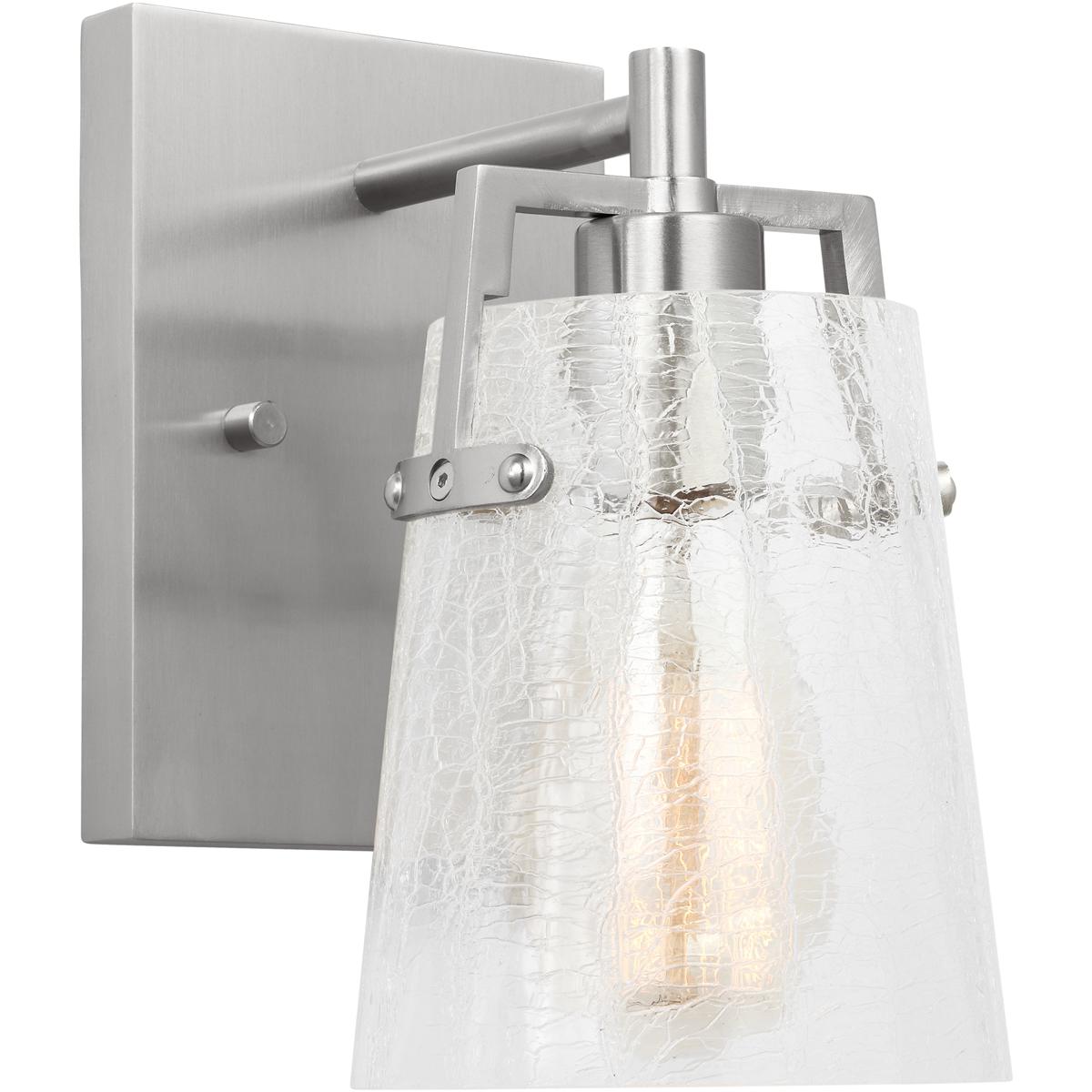 Visual Comfort Studio Collection DJV1031BSCKG Drew & Jonathan Crofton 1 Light 5.25 inch Brushed Nickel Sconce Wall Light in Clear Crackle Glass, Small