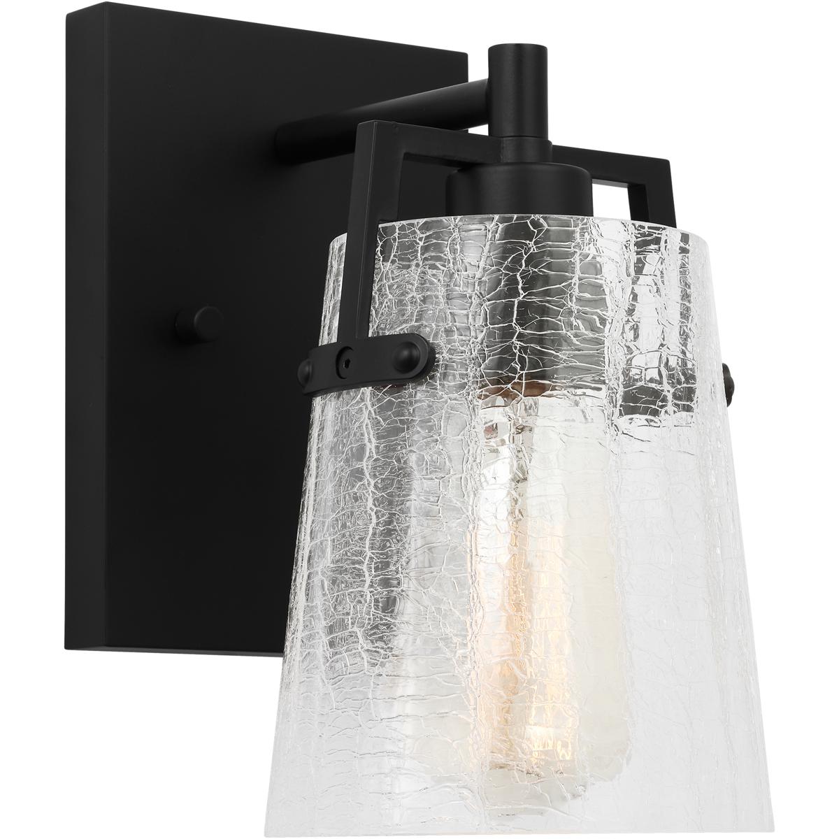 Visual Comfort Studio Collection DJV1031MBKCKG Drew & Jonathan Crofton 1 Light 5.25 inch Midnight Black Sconce Wall Light in Clear Crackle Glass, Smal