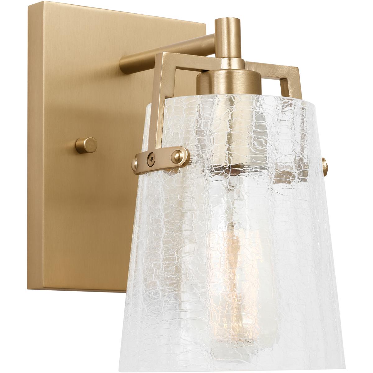 Visual Comfort Studio Collection DJV1031SBCKG Drew & Jonathan Crofton 1 Light 5.25 inch Satin Brass Sconce Wall Light in Clear Crackle Glass, Small