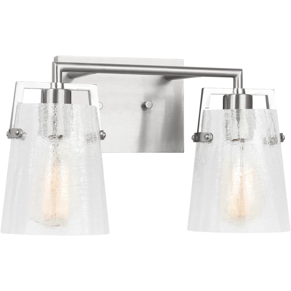 Visual Comfort Studio Collection DJV1032BSCKG Drew & Jonathan Crofton 2 Light 14.63 inch Brushed Nickel Vanity Light Wall Light in Clear Crackle Glass