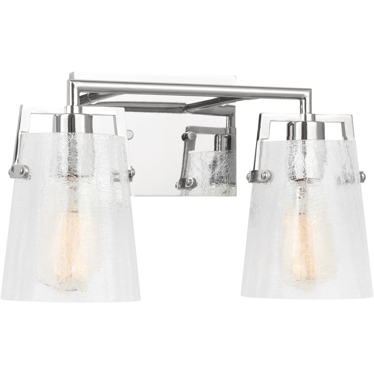 Visual Comfort Studio Collection DJV1032CHCKG Drew & Jonathan Crofton 2 Light 14.63 inch Chrome Vanity Light Wall Light in Clear Crackle Glass