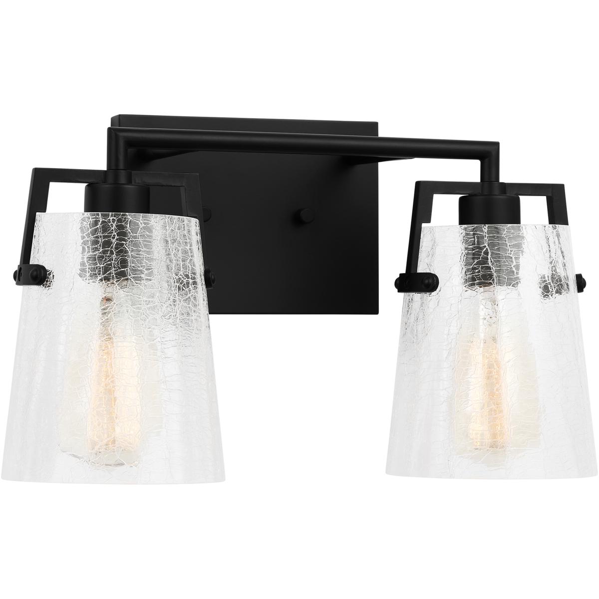 Visual Comfort Studio Collection DJV1032MBKCKG Drew & Jonathan Crofton 2 Light 14.63 inch Midnight Black Vanity Light Wall Light in Clear Crackle Glas
