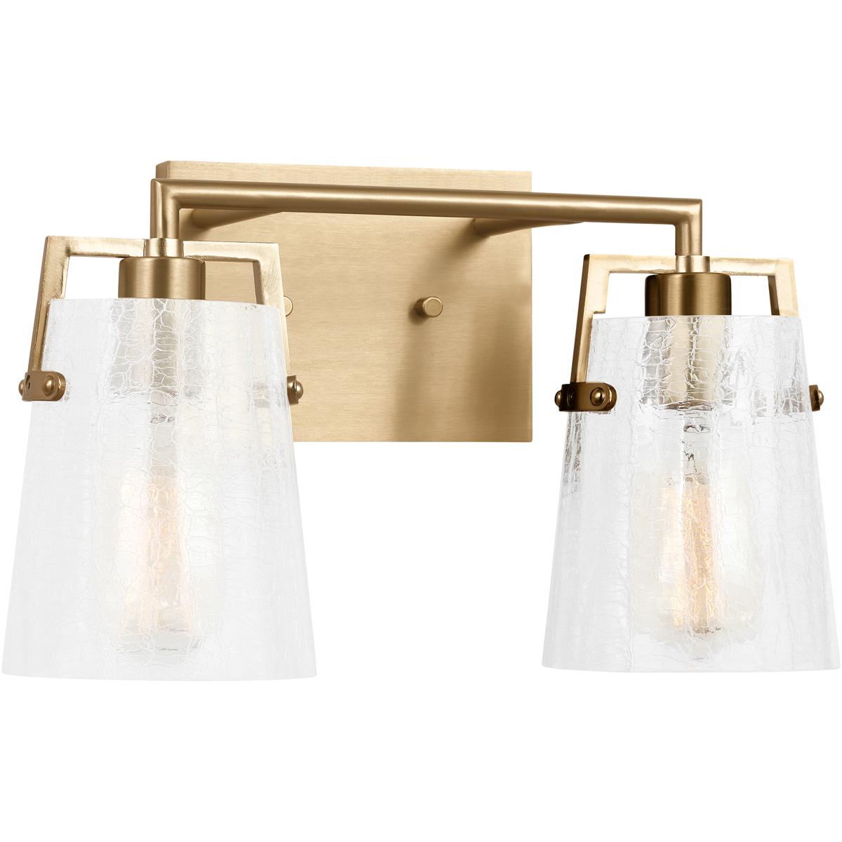 Visual Comfort Studio Collection DJV1032SBCKG Drew & Jonathan Crofton 2 Light 14.63 inch Satin Brass Vanity Light Wall Light in Clear Crackle Glass