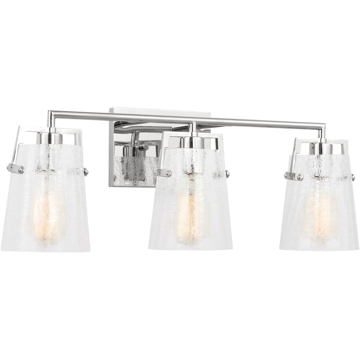 Visual Comfort Studio Collection DJV1033CHCKG Drew & Jonathan Crofton 3 Light 24 inch Chrome Vanity Light Wall Light in Clear Crackle Glass
