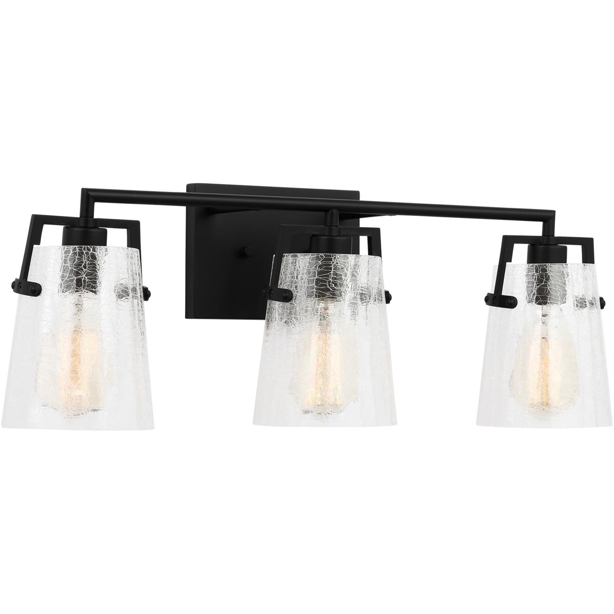 Visual Comfort Studio Collection DJV1033MBKCKG Drew & Jonathan Crofton 3 Light 24 inch Midnight Black Vanity Light Wall Light in Clear Crackle Glass
