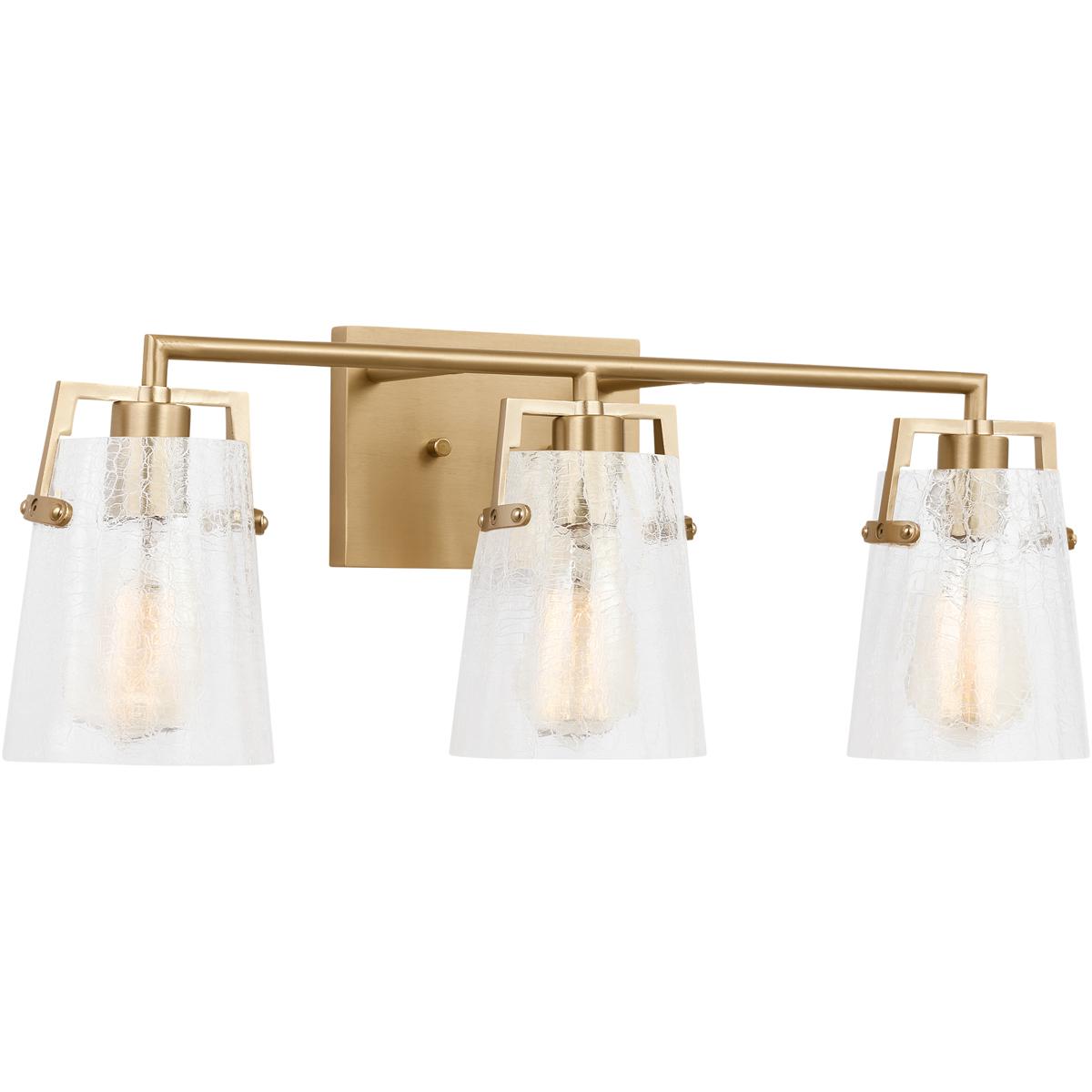 Visual Comfort Studio Collection DJV1033SBCKG Drew & Jonathan Crofton 3 Light 24 inch Satin Brass Vanity Light Wall Light in Clear Crackle Glass