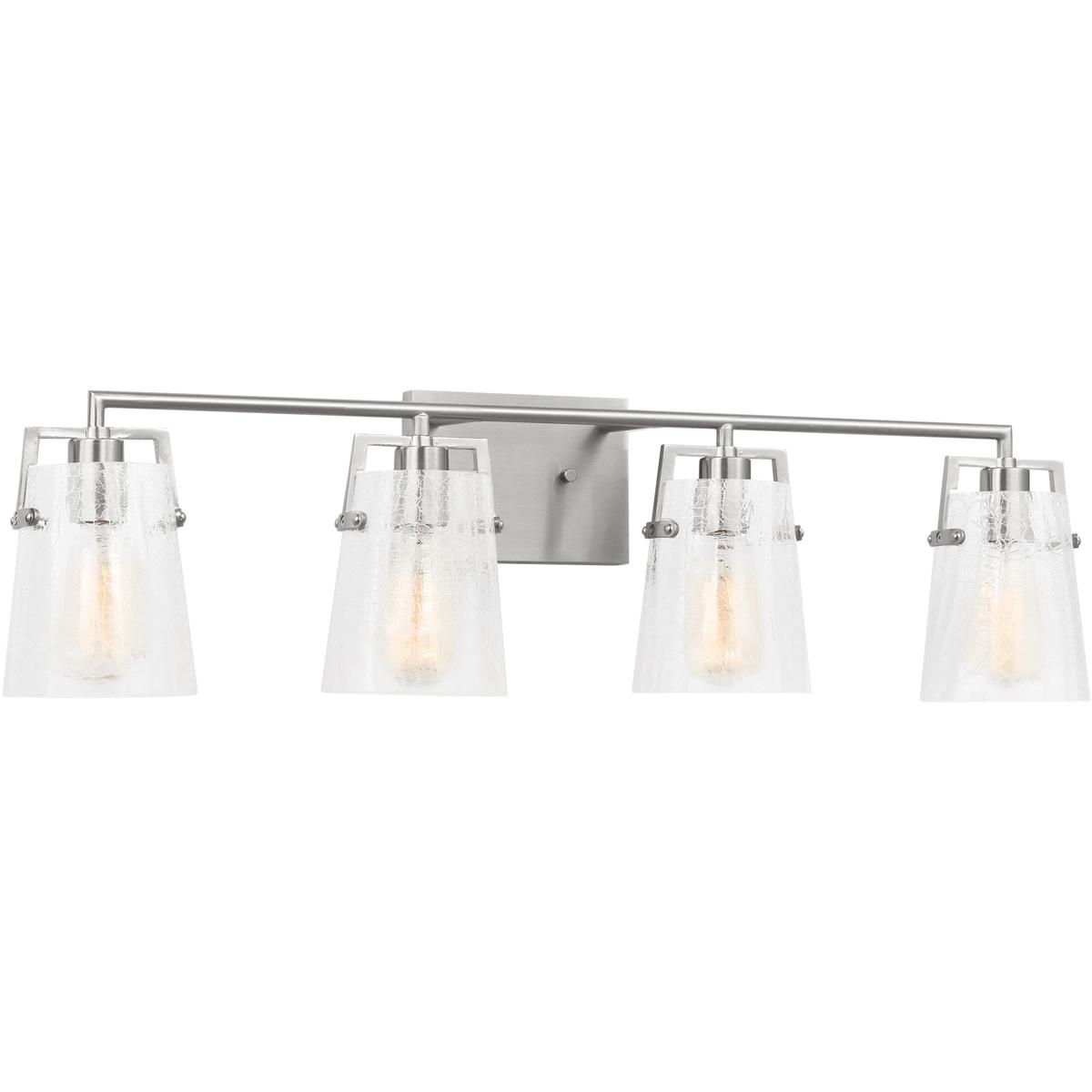 Visual Comfort Studio Collection DJV1034BSCKG Drew & Jonathan Crofton 4 Light 33.38 inch Brushed Nickel Vanity Light Wall Light in Clear Crackle Glass