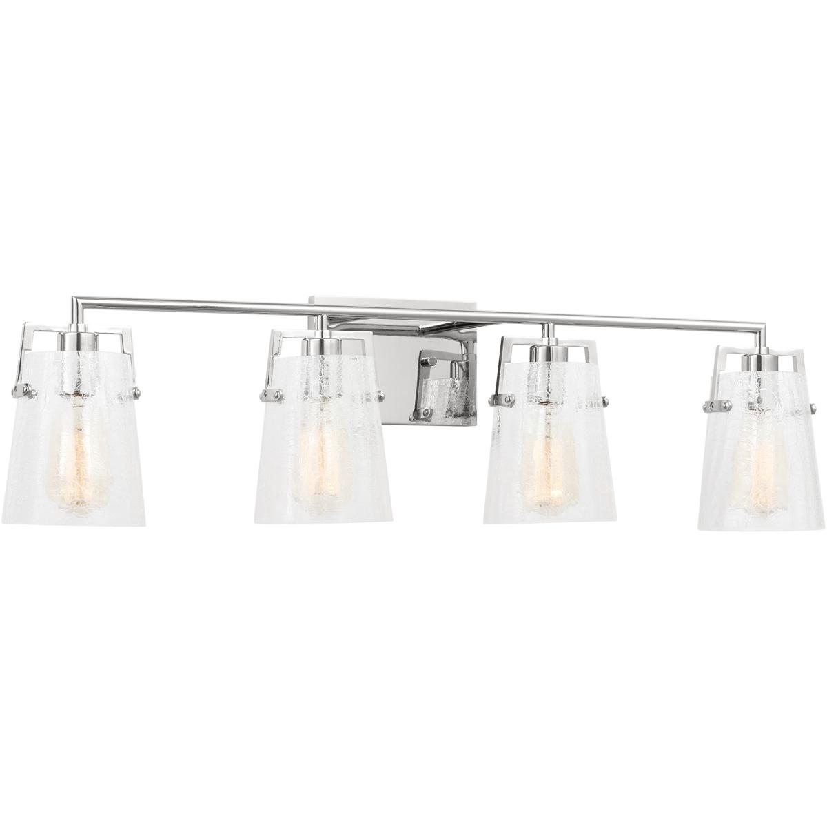 Visual Comfort Studio Collection DJV1034CHCKG Drew & Jonathan Crofton 4 Light 33.38 inch Chrome Vanity Light Wall Light in Clear Crackle Glass