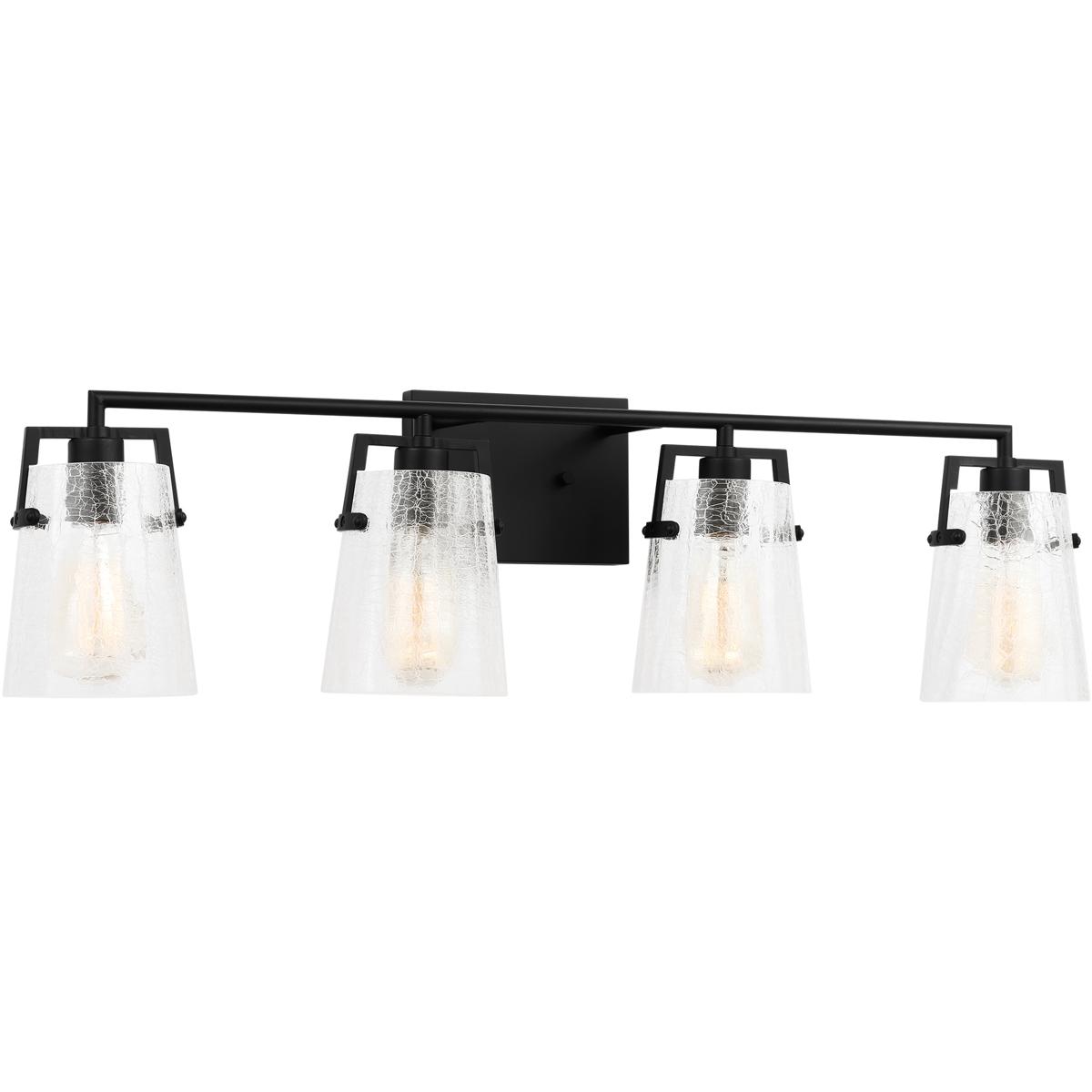Visual Comfort Studio Collection DJV1034MBKCKG Drew & Jonathan Crofton 4 Light 33.38 inch Midnight Black Vanity Light Wall Light in Clear Crackle Glas