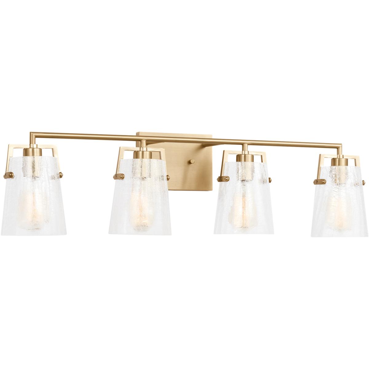Visual Comfort Studio Collection DJV1034SBCKG Drew & Jonathan Crofton 4 Light 33.38 inch Chrome Vanity Light Wall Light in Satin Brass, Clear Crackle