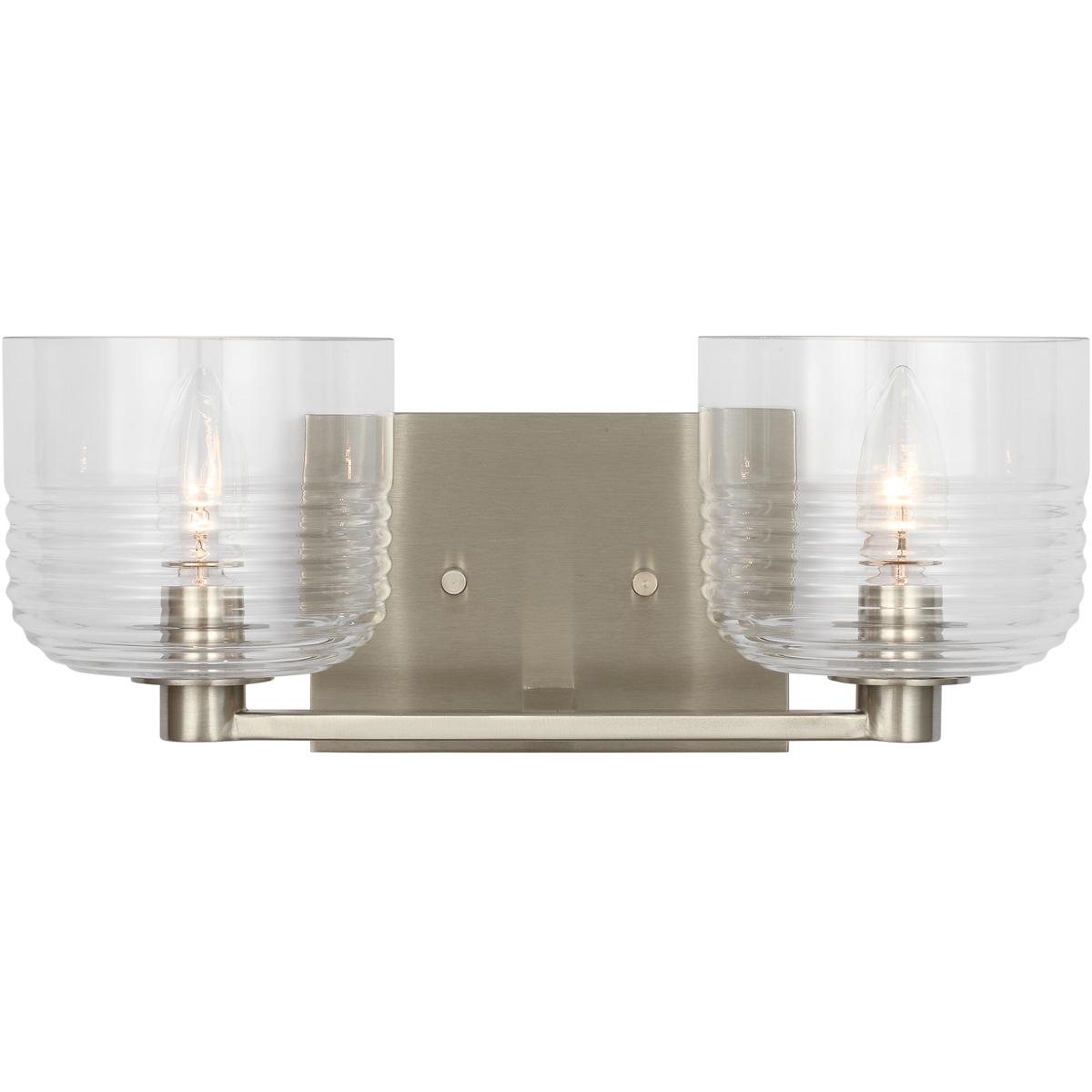 Visual Comfort Studio Collection DJV1112BS Drew & Jonathan Lochdale 2 Light 14.75 inch Brushed Nickel Vanity Light Wall Light, Medium
