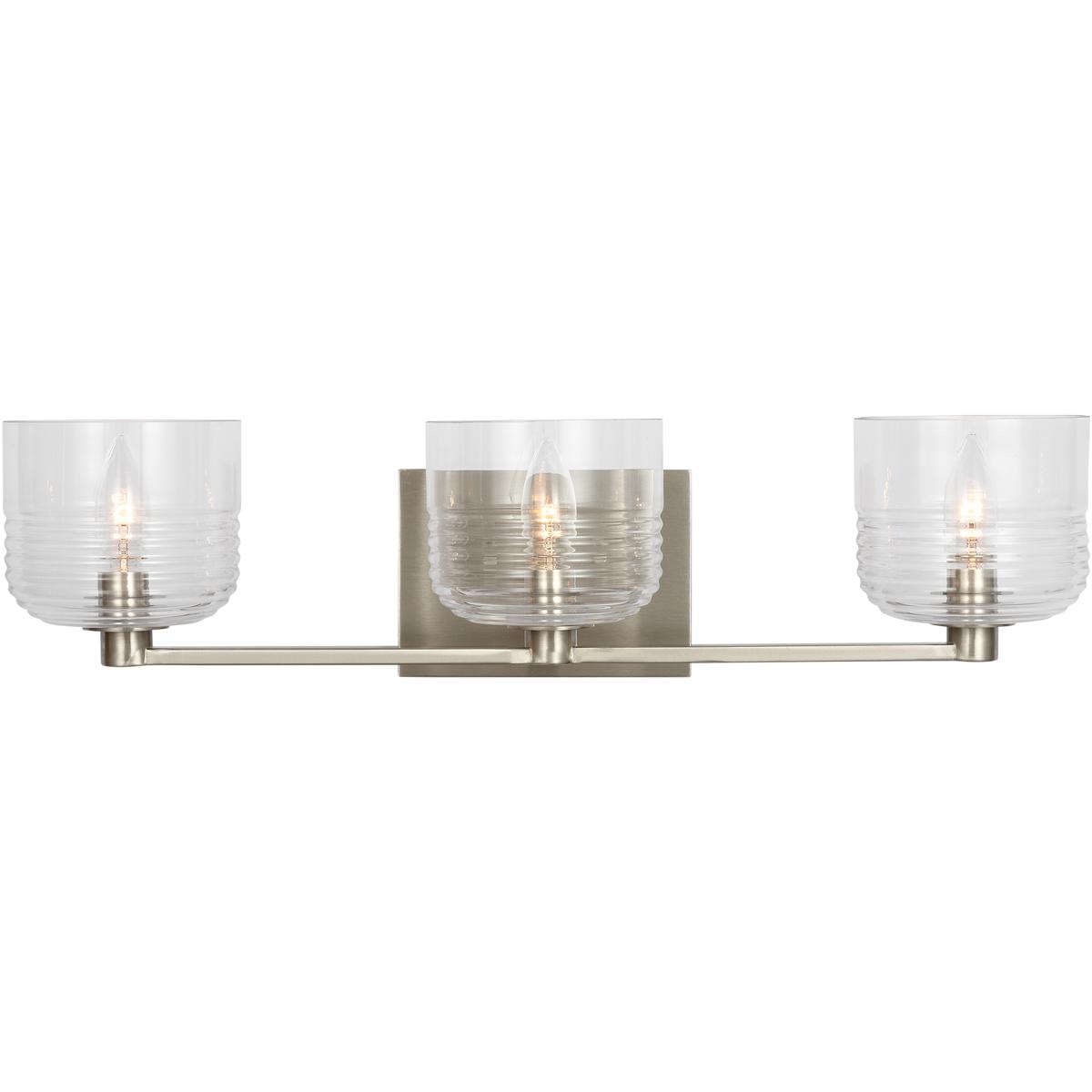 Visual Comfort Studio Collection DJV1113BS Drew & Jonathan Lochdale 3 Light 24.25 inch Brushed Nickel Vanity Light Wall Light, Large