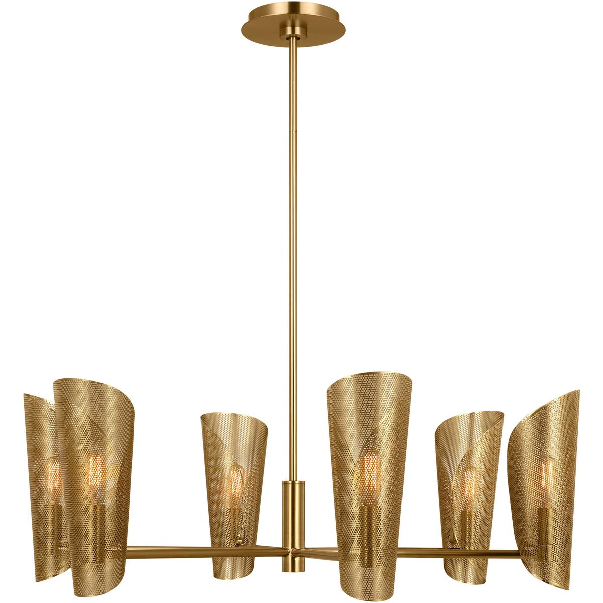 Visual Comfort Studio Collection LXC1056BBS Christiane Lemieux Plivot 6 Light 32 inch Burnished Brass Chandelier Ceiling Light