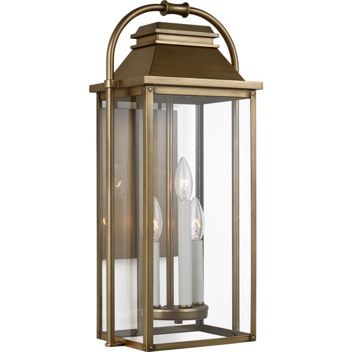 Visual Comfort Studio Collection OL13201PDB Sean Lavin Wellsworth 3 Light 22.5 inch Painted Distressed Brass Outdoor Wall Lantern