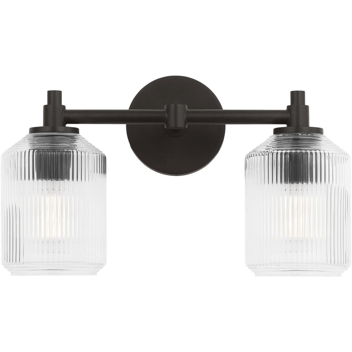 Visual Comfort Studio Collection CV1092AI C&M by Chapman & Myers Barstow 2 Light 15 inch Aged Iron Bath Vanity Wall Light