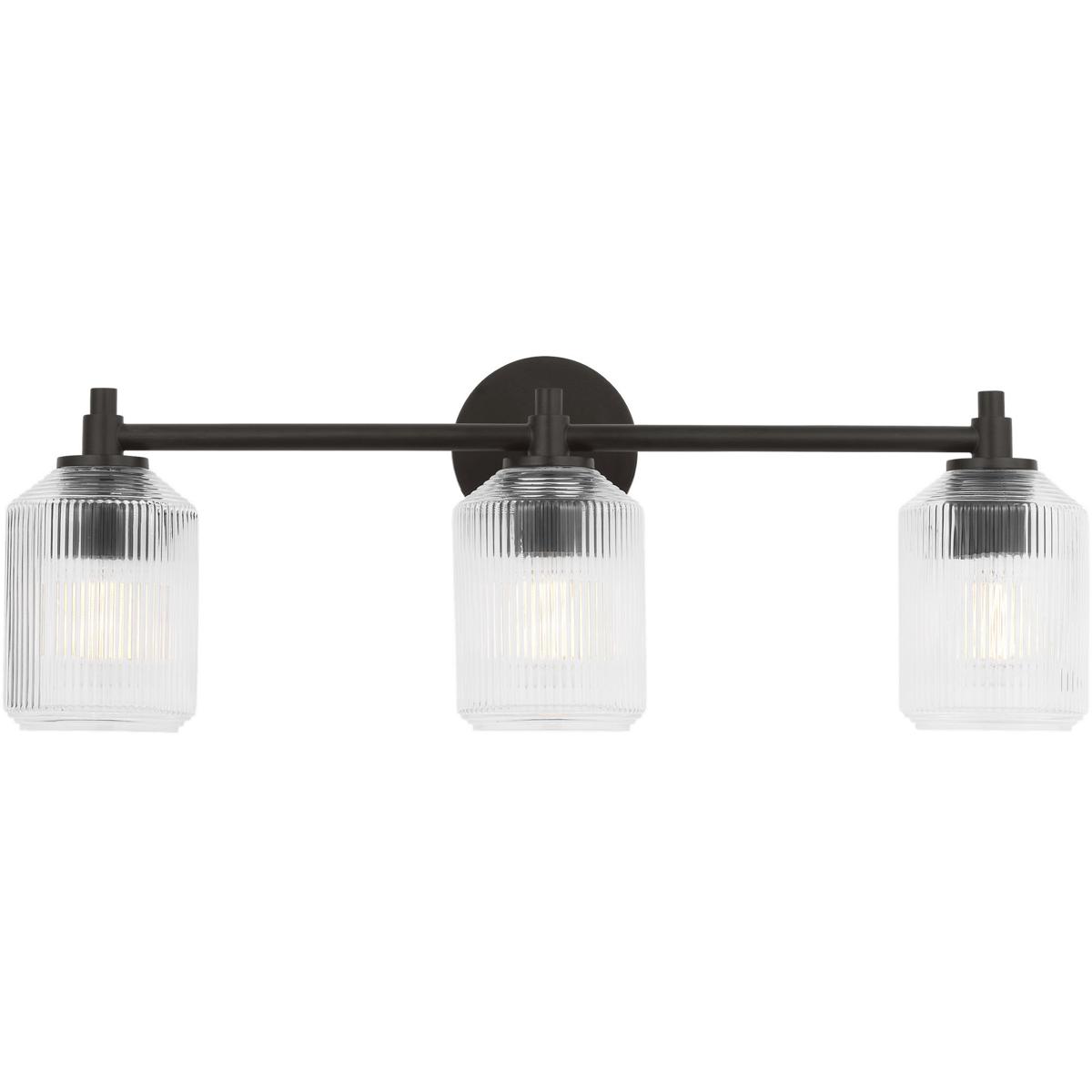 Visual Comfort Studio Collection CV1093AI C&M by Chapman & Myers Barstow 3 Light 25.5 inch Aged Iron Bath Vanity Wall Light