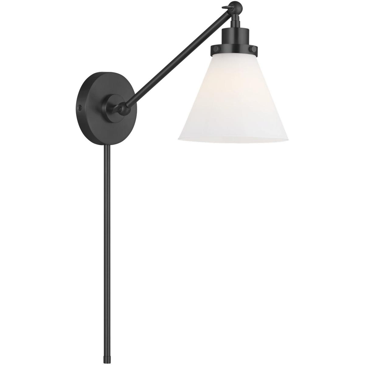 Visual Comfort Studio Collection CW1121MBKMG C&M by Chapman & Myers Wellfleet 1 Light 7.25 inch Midnight Black / Milk Glass ADA One-Arm Cone Sconce Wa