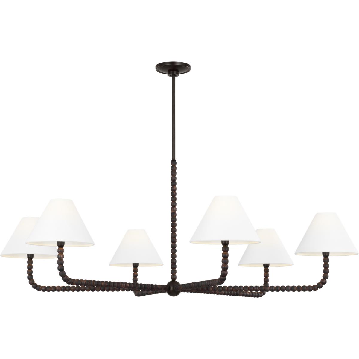Visual Comfort Studio Collection SCCHCCH113AIBAWWL-LI C&M by Chapman & Myers Fiona 6 Light 50 inch Aged Iron Chandelier Ceiling Light in LED