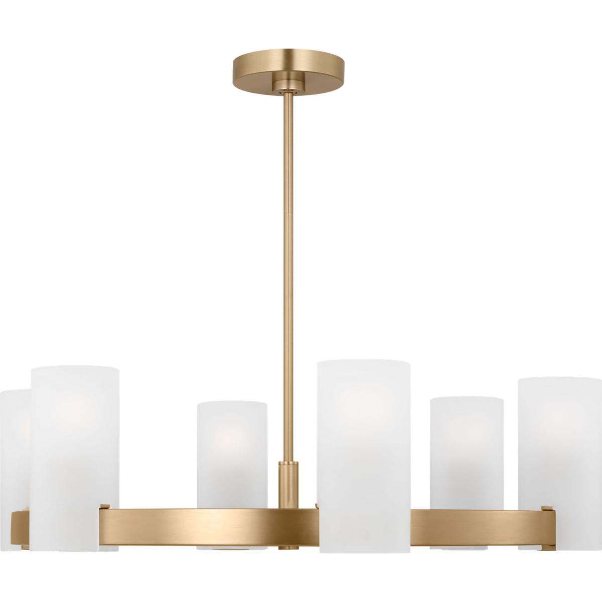 Visual Comfort Studio Collection DJC1166SB Drew & Jonathan Scott Rhode 6 Light 30 inch Satin Brass Chandelier Ceiling Light