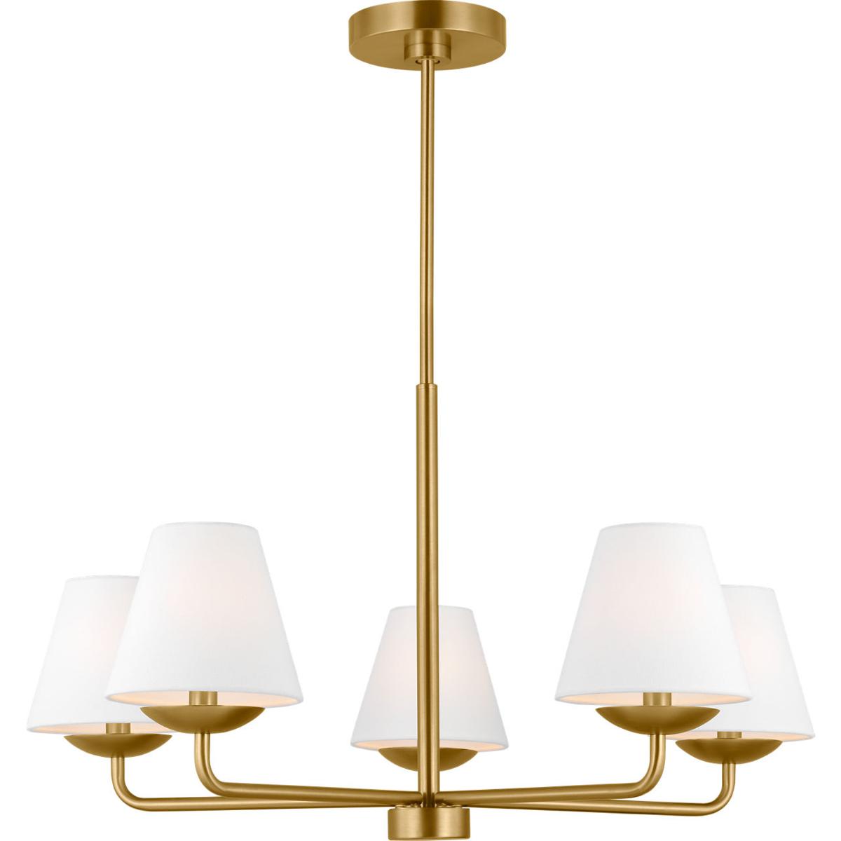 Visual Comfort Studio Collection DJC1175SB Drew & Jonathan Scott Albion 5 Light 28 inch Satin Brass Chandelier Ceiling Light