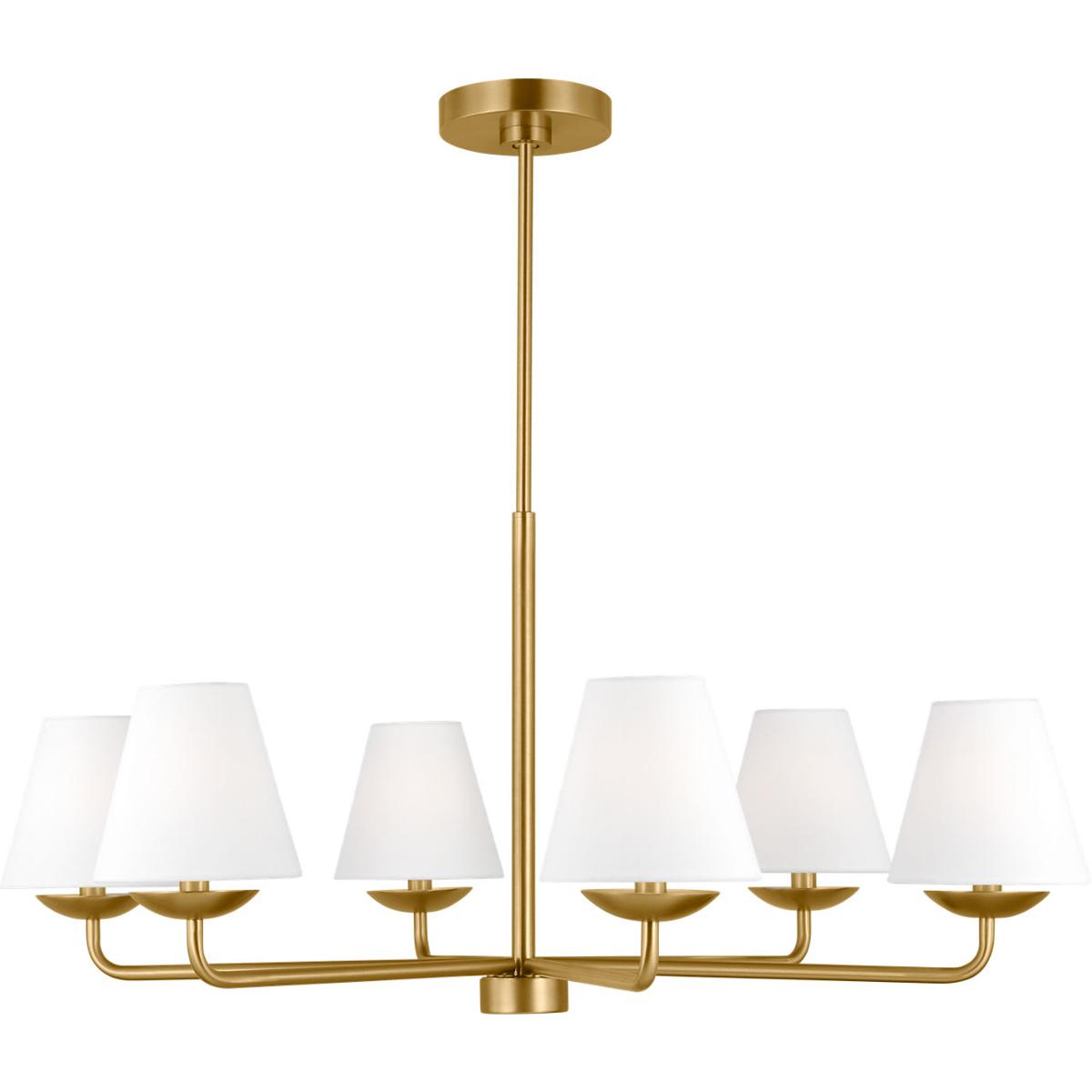 Visual Comfort Studio Collection DJC1186SB Drew & Jonathan Scott Albion 6 Light 34 inch Satin Brass Chandelier Ceiling Light