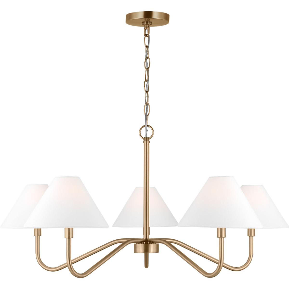 Visual Comfort Studio Collection DJC1205SB Drew & Jonathan Scott Eldon 5 Light 34 inch Satin Brass Chandelier Ceiling Light