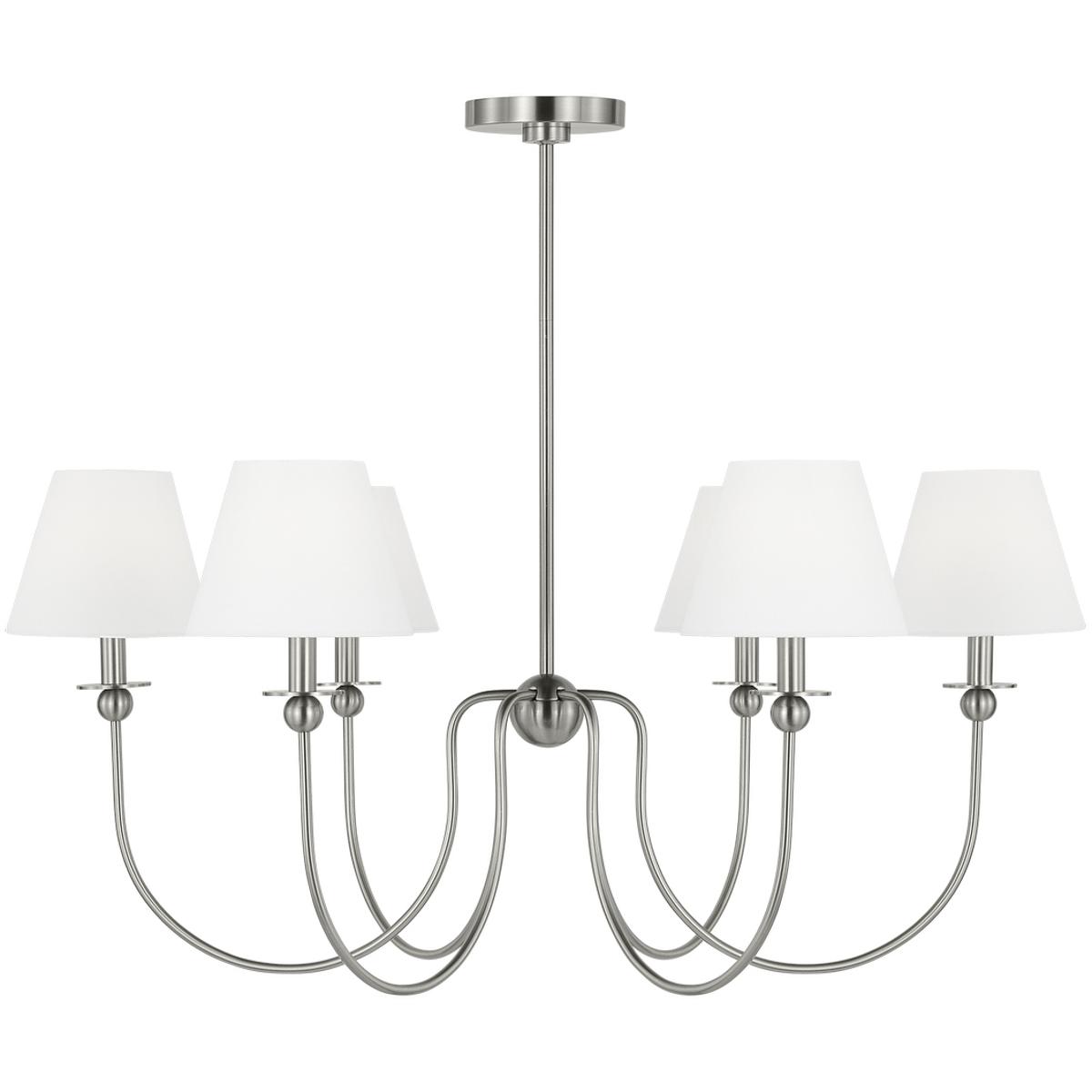 Visual Comfort Studio Collection DJC1246BS Drew & Jonathan Elsay 6 Light 36.38 inch Brushed Nickel Chandelier Ceiling Light, Large