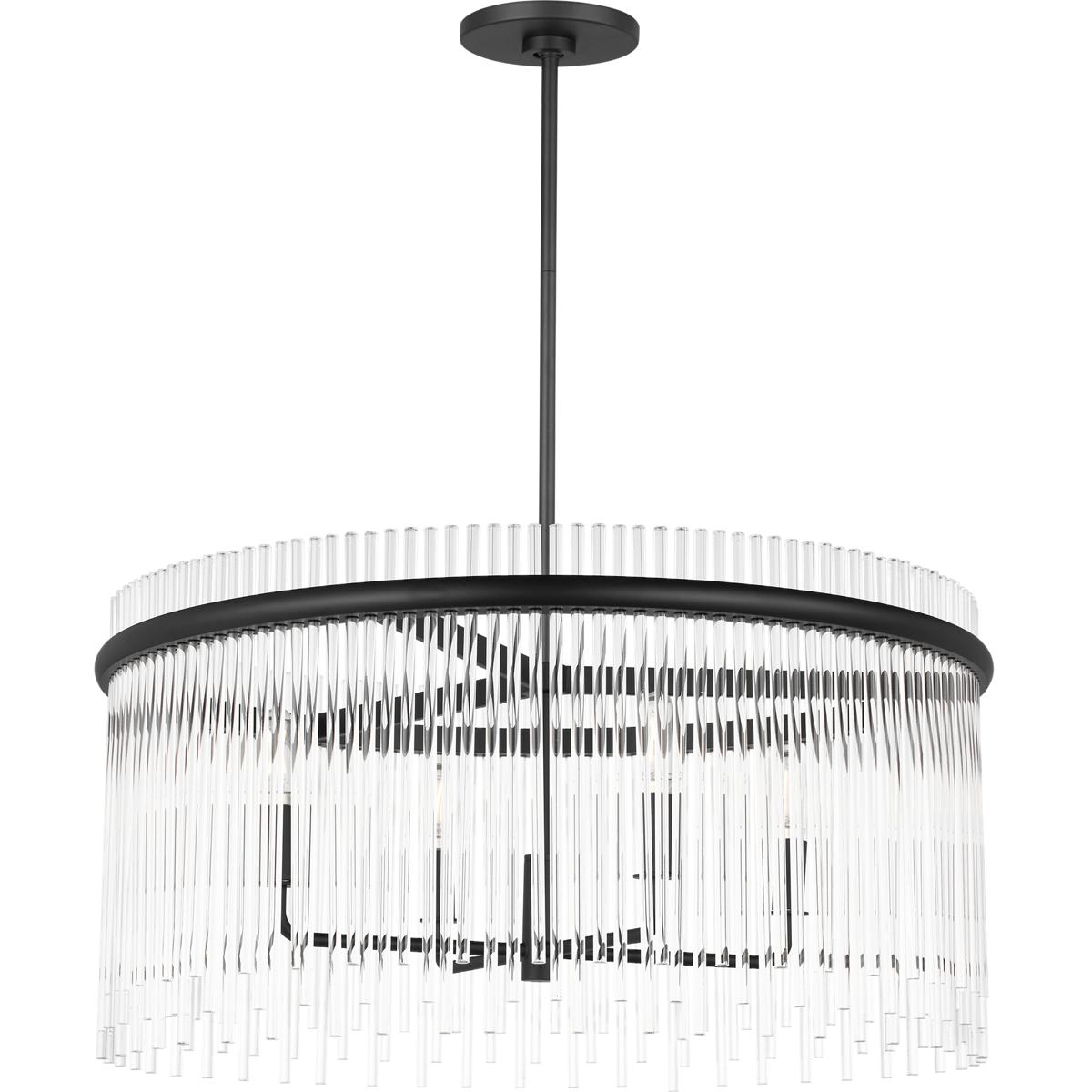 Visual Comfort Studio Collection SCDJCH142MBKCAR-LI Drew & Jonathan Finley 4 Light 24 inch Midnight Black Chandelier Ceiling Light in LED