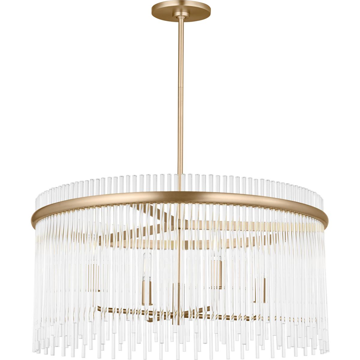 Visual Comfort Studio Collection SCDJCH142SBCAR-LI Drew & Jonathan Finley 4 Light 24 inch Satin Brass Chandelier Ceiling Light in LED