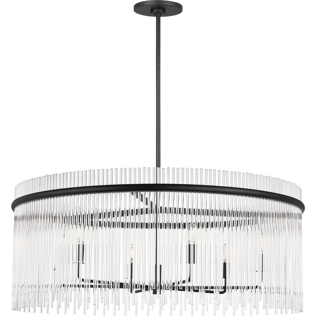 Visual Comfort Studio Collection SCDJCH143MBKCAR-LI Drew & Jonathan Finley 6 Light 35.5 inch Midnight Black Chandelier Ceiling Light in LED