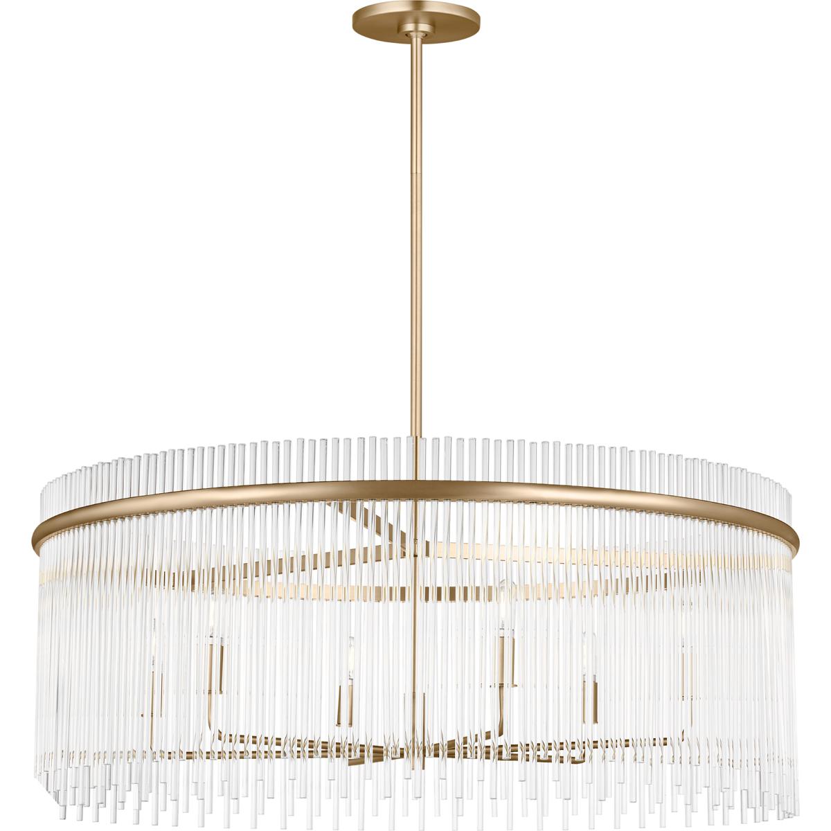 Visual Comfort Studio Collection SCDJCH143SBCAR-LI Drew & Jonathan Finley 6 Light 35.5 inch Satin Brass Chandelier Ceiling Light in LED