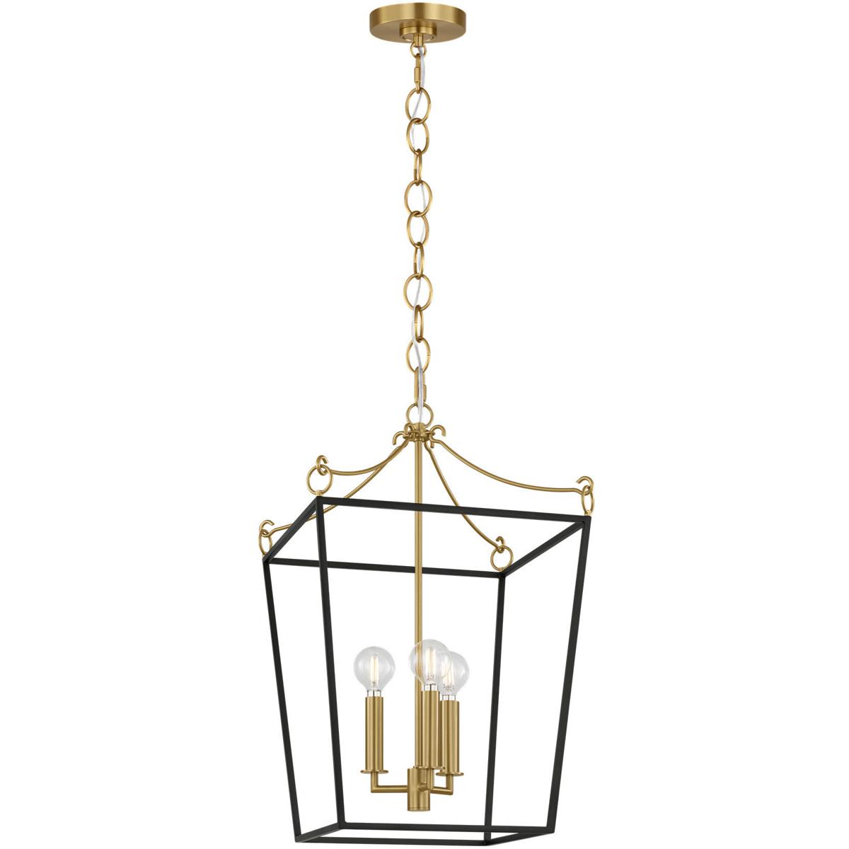 Visual Comfort Studio Collection KSC1174MBK kate spade new york Carlyle 4 Light 17.63 inch Midnight Black / Burnished Brass Lantern Pendant Ceiling Li