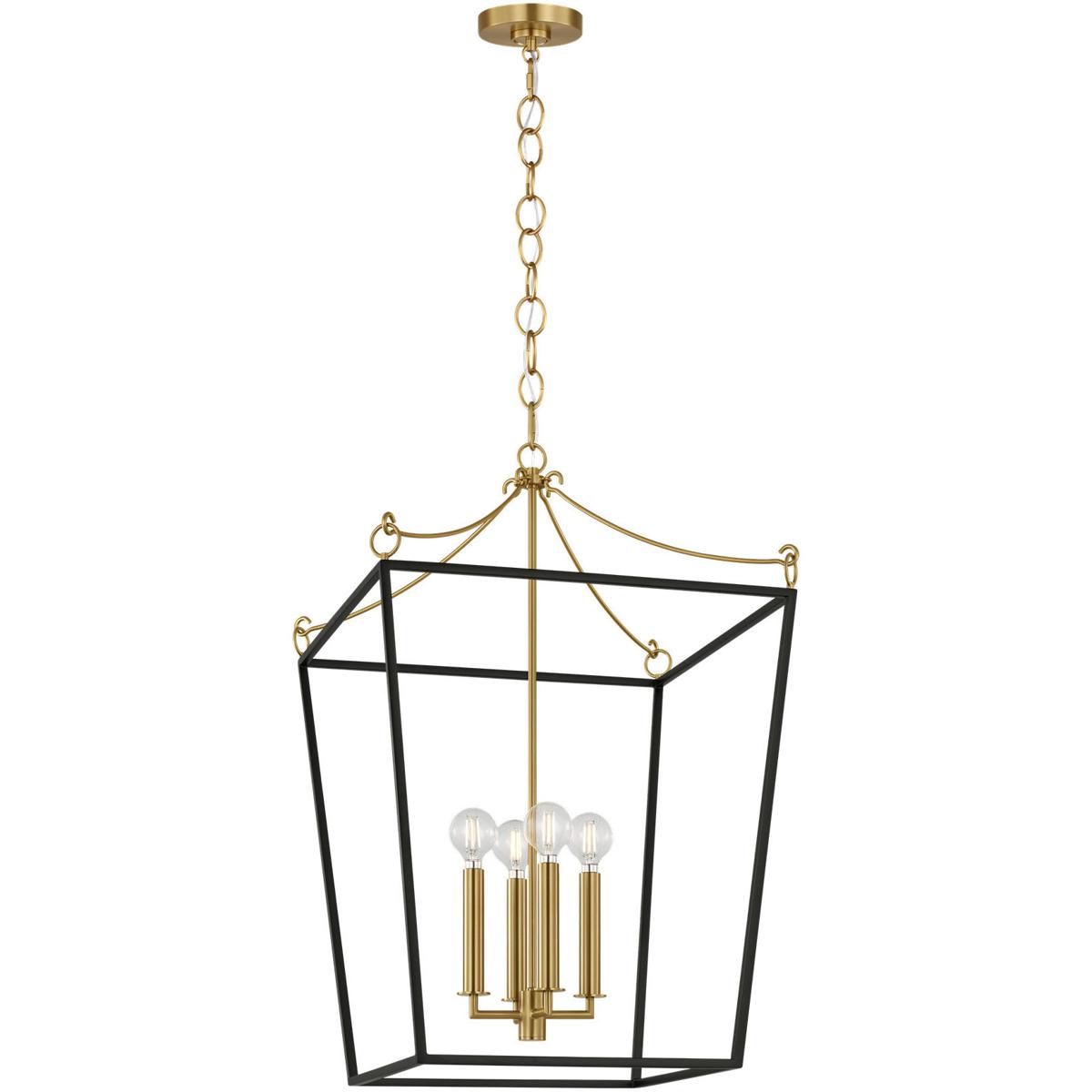 Visual Comfort Studio Collection KSC1183MBK kate spade new york Carlyle 3 Light 13.75 inch Midnight Black / Burnished Brass Lantern Pendant Ceiling Li