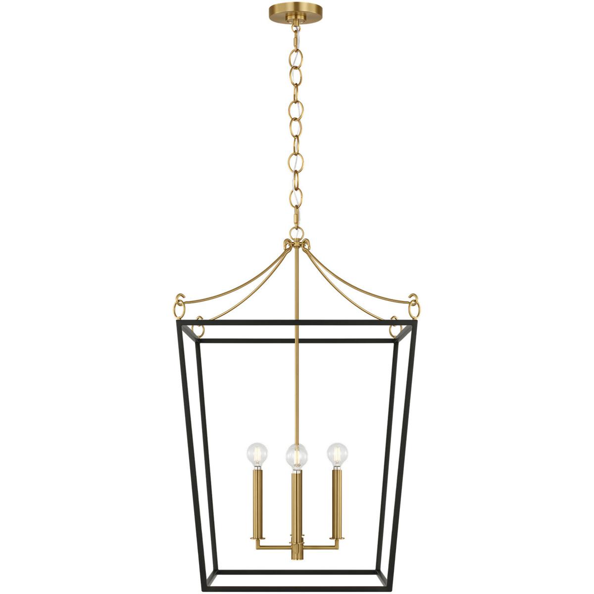 Visual Comfort Studio Collection KSC1194MBK kate spade new york Carlyle 4 Light 21 inch Midnight Black / Burnished Brass Lantern Pendant Ceiling Light