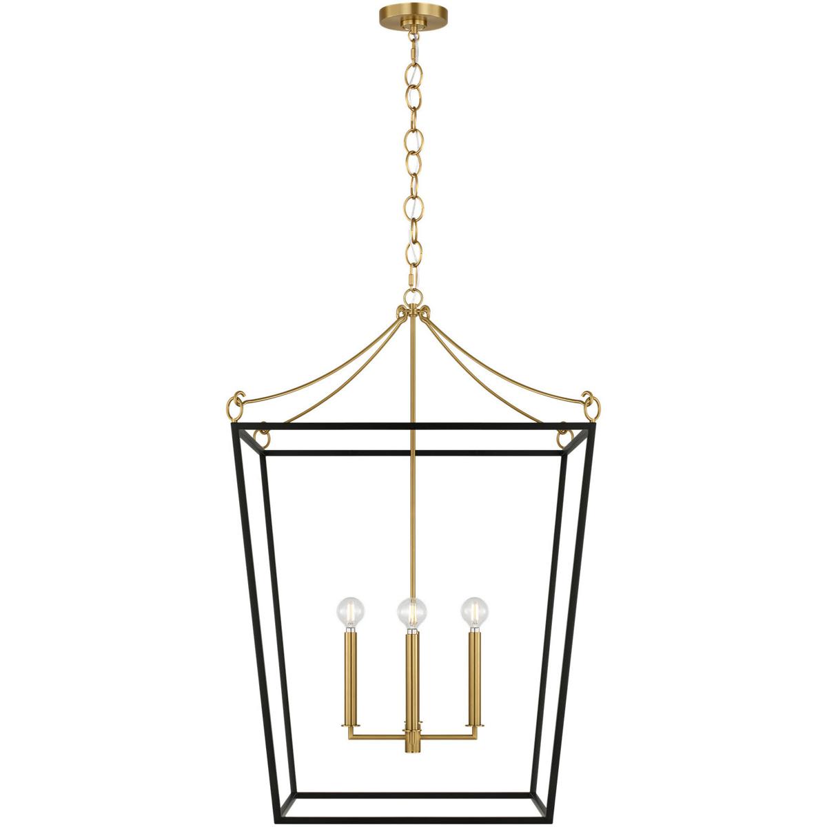 Visual Comfort Studio Collection KSC1204MBK kate spade new york Carlyle 4 Light 24.38 inch Midnight Black / Burnished Brass Lantern Pendant Ceiling Li
