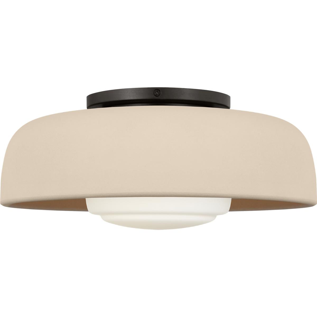 Visual Comfort Studio Collection SCRJFM169AIISOEG Richard June Liora 1 Light 15 inch Aged Iron Flush Mount Ceiling Light in Standard, Ivory Stoneware