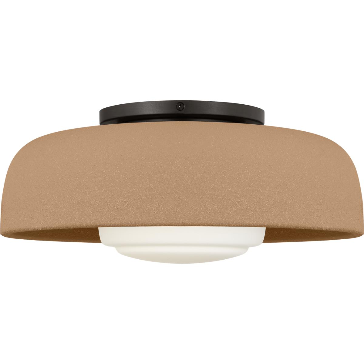 Visual Comfort Studio Collection SCRJFM169AITSOEG Richard June Liora 1 Light 15 inch Aged Iron Flush Mount Ceiling Light in Standard, Toast Stoneware