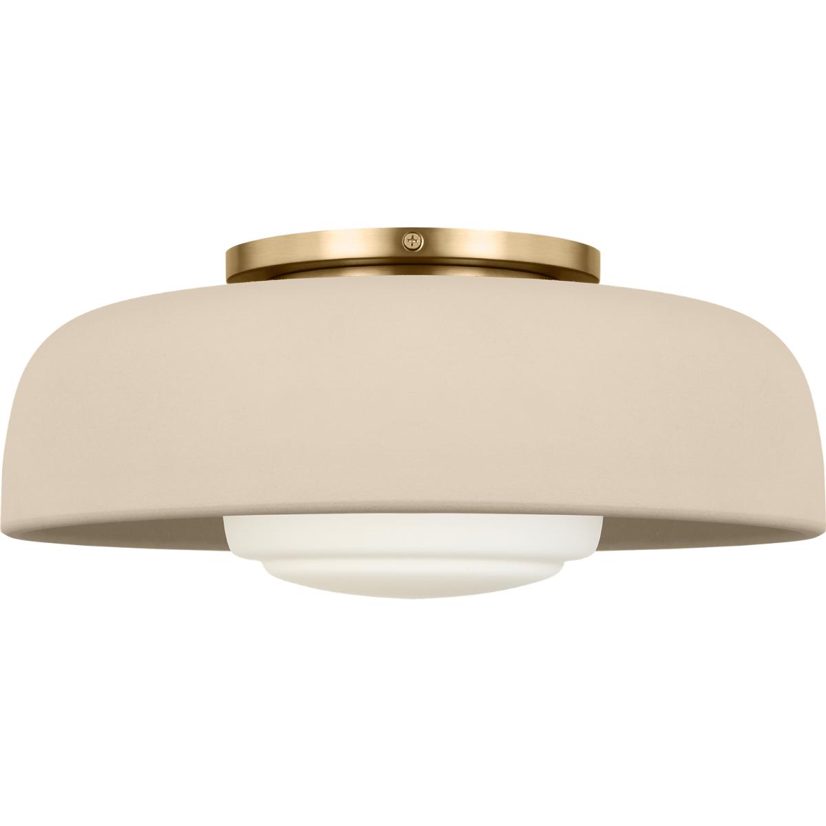Visual Comfort Studio Collection SCRJFM169EBSISOEG Richard June Liora 1 Light 15 inch Estate Brass Flush Mount Ceiling Light in Standard, Ivory Stonew