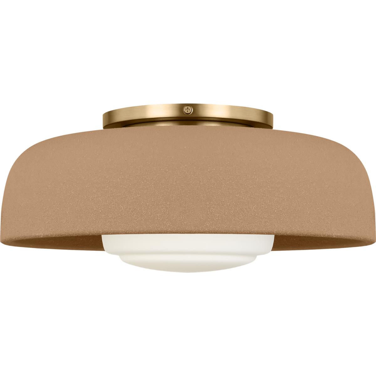 Visual Comfort Studio Collection SCRJFM169EBSTSOEG Richard June Liora 1 Light 15 inch Estate Brass Flush Mount Ceiling Light in Standard, Toast Stonew